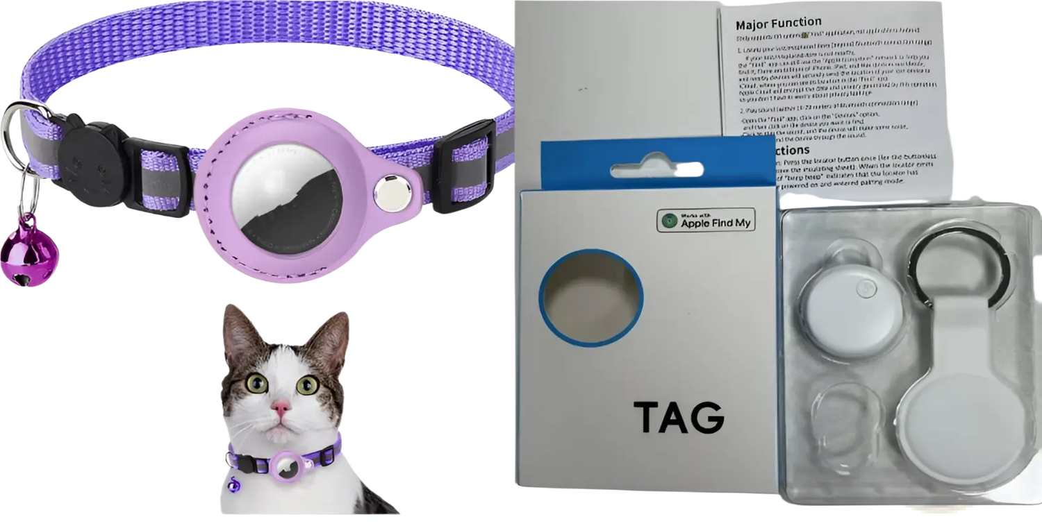 Reflective Airtag Cat Collar with Safety Buckle
