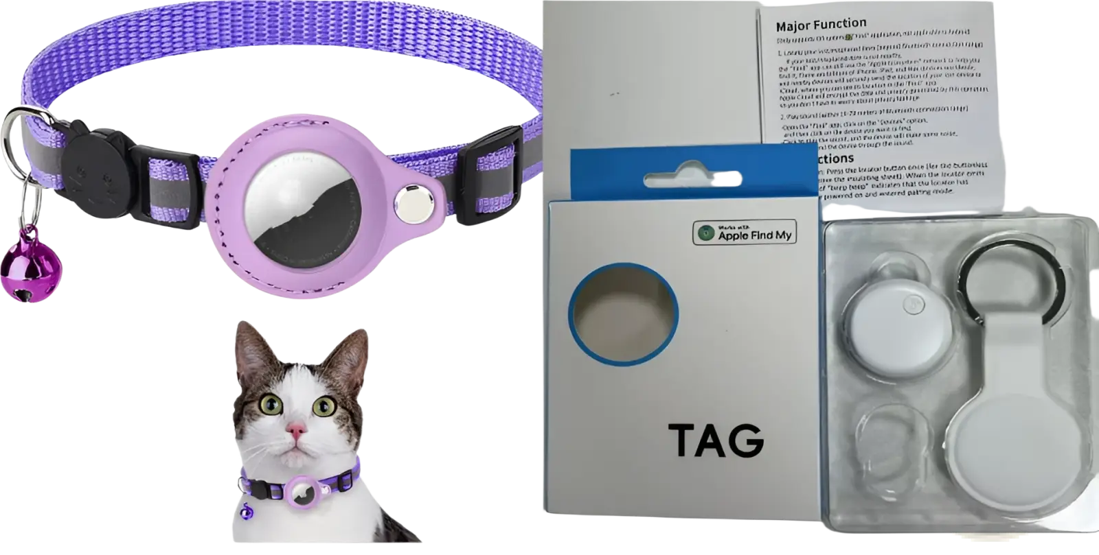 Reflective Airtag Cat Collar with Safety Buckle