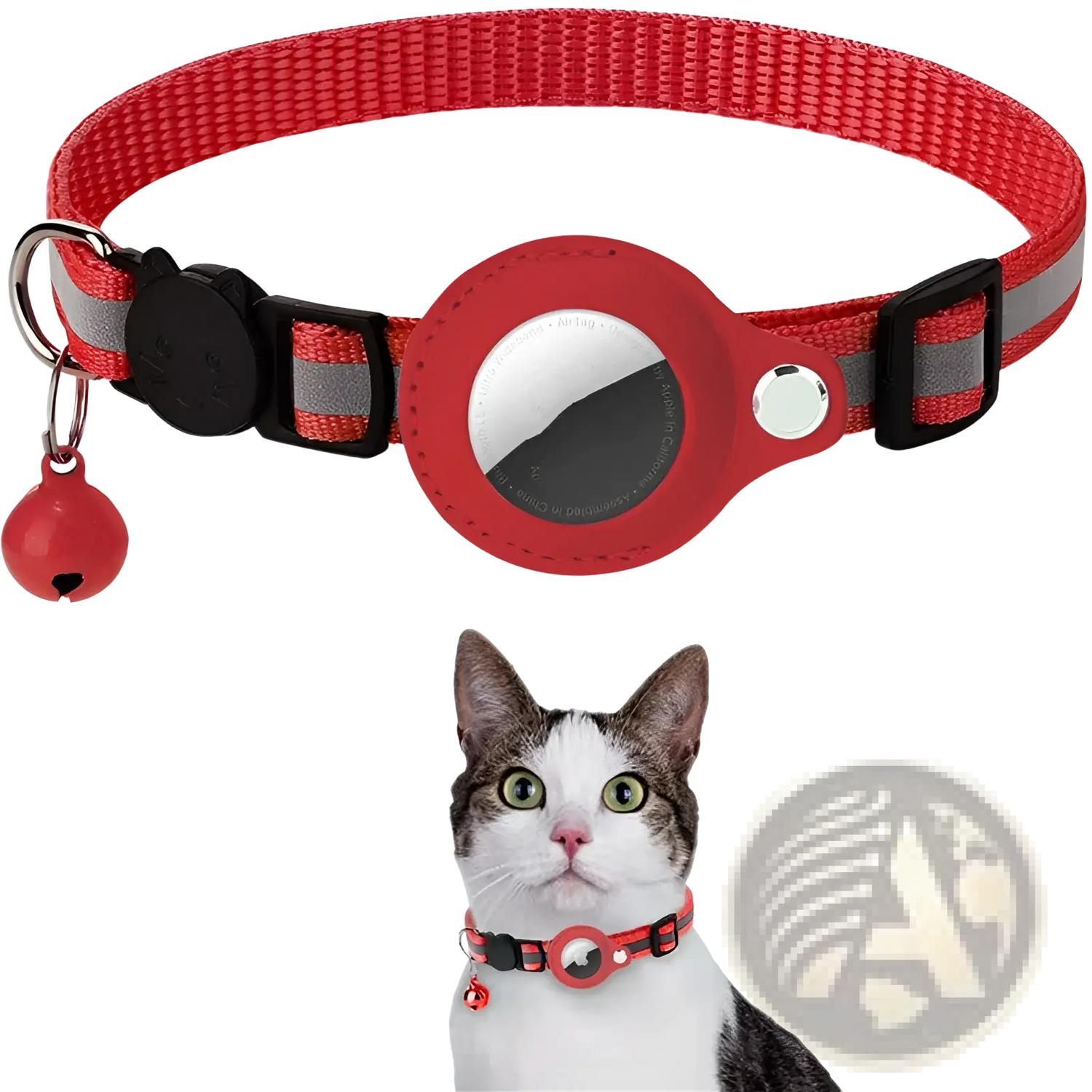Reflective Airtag Cat Collar with Safety Buckle