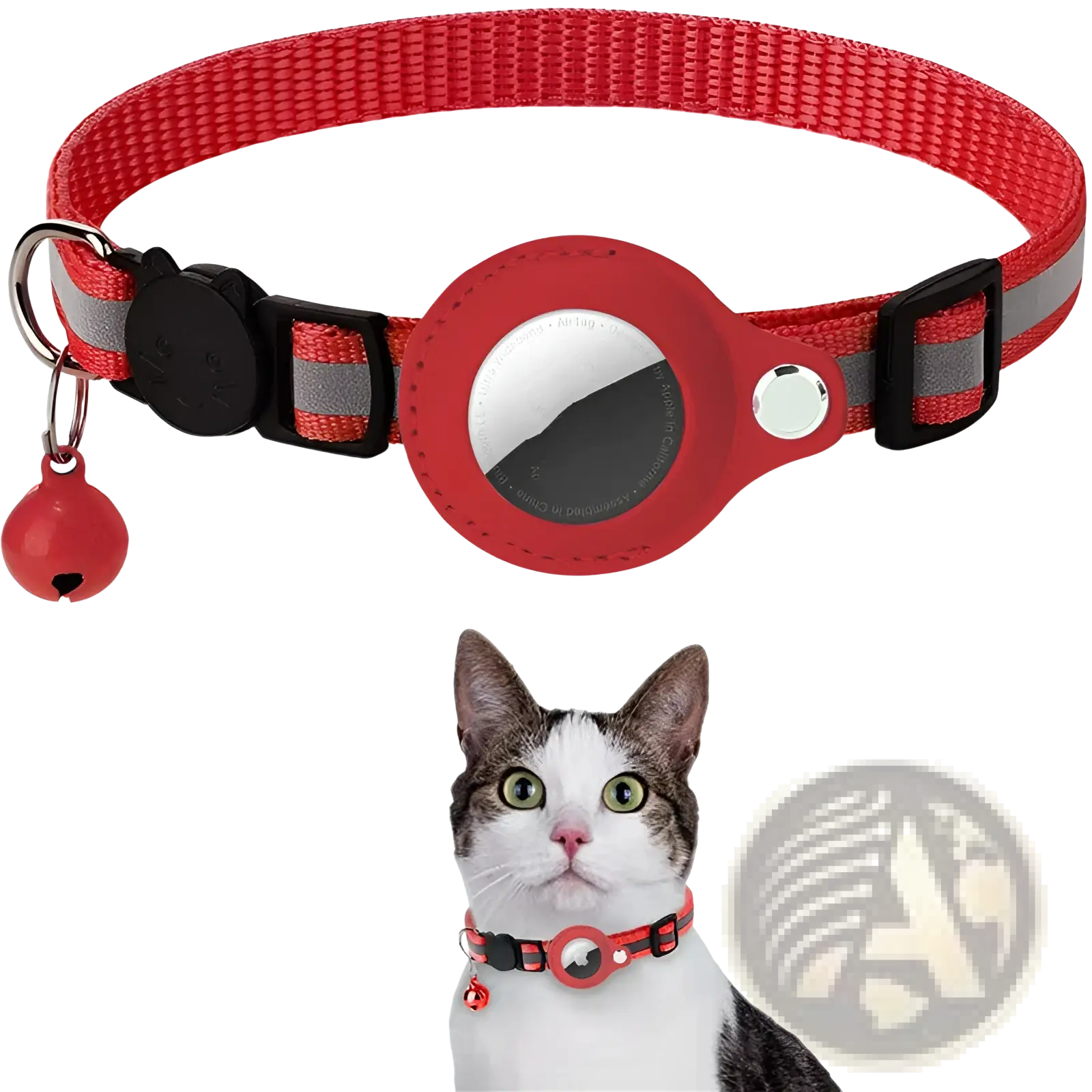 Reflective Airtag Cat Collar with Safety Buckle
