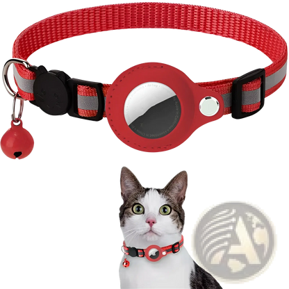 Reflective Airtag Cat Collar with Safety Buckle