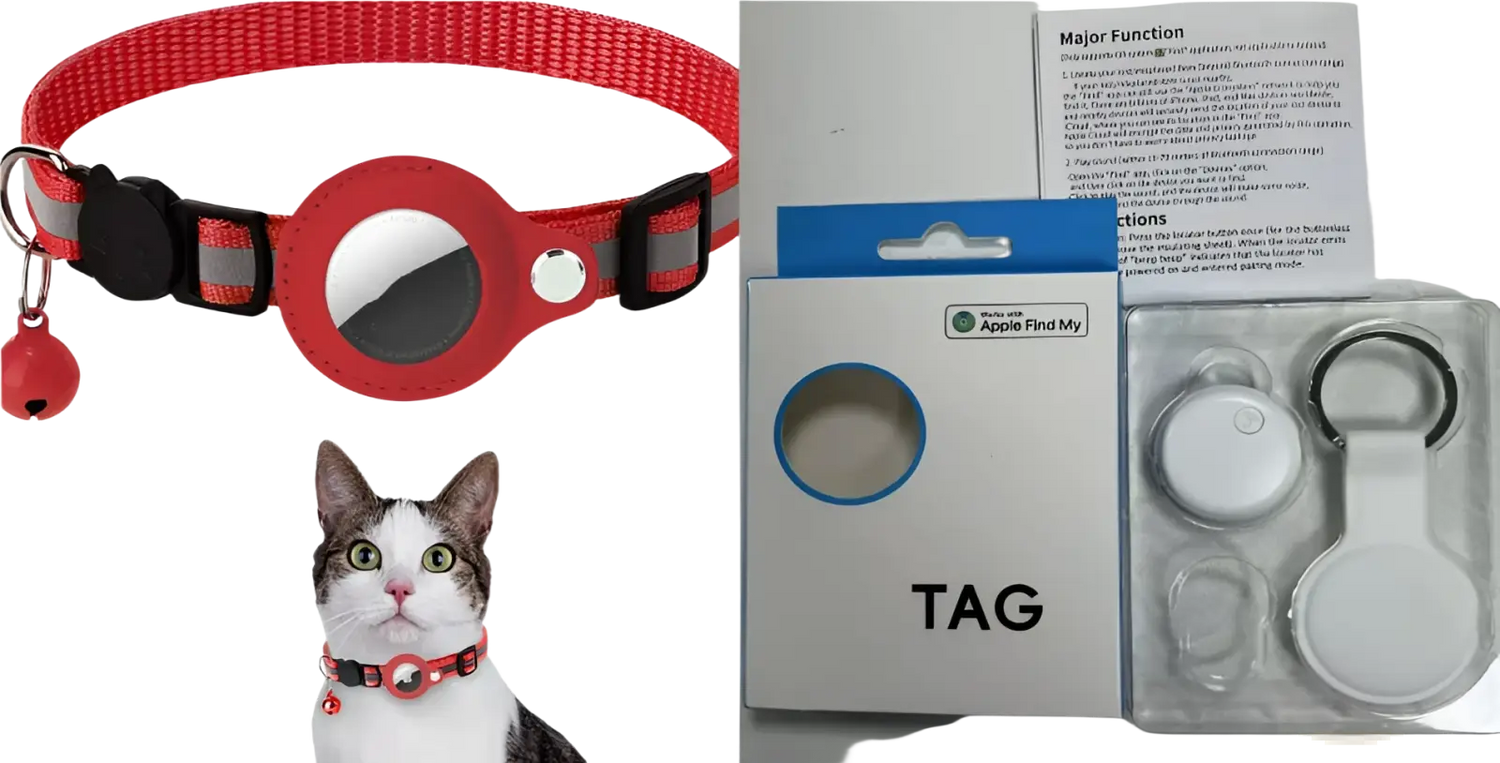 Reflective Airtag Cat Collar with Safety Buckle