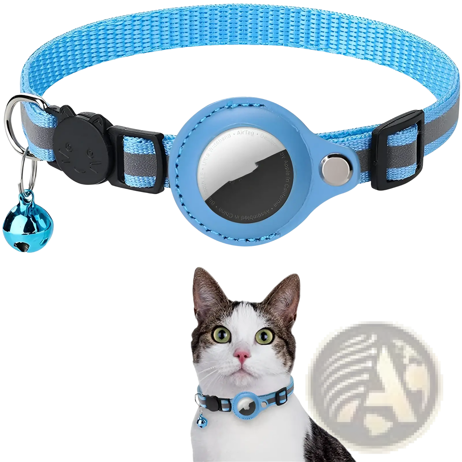Reflective Airtag Cat Collar with Safety Buckle