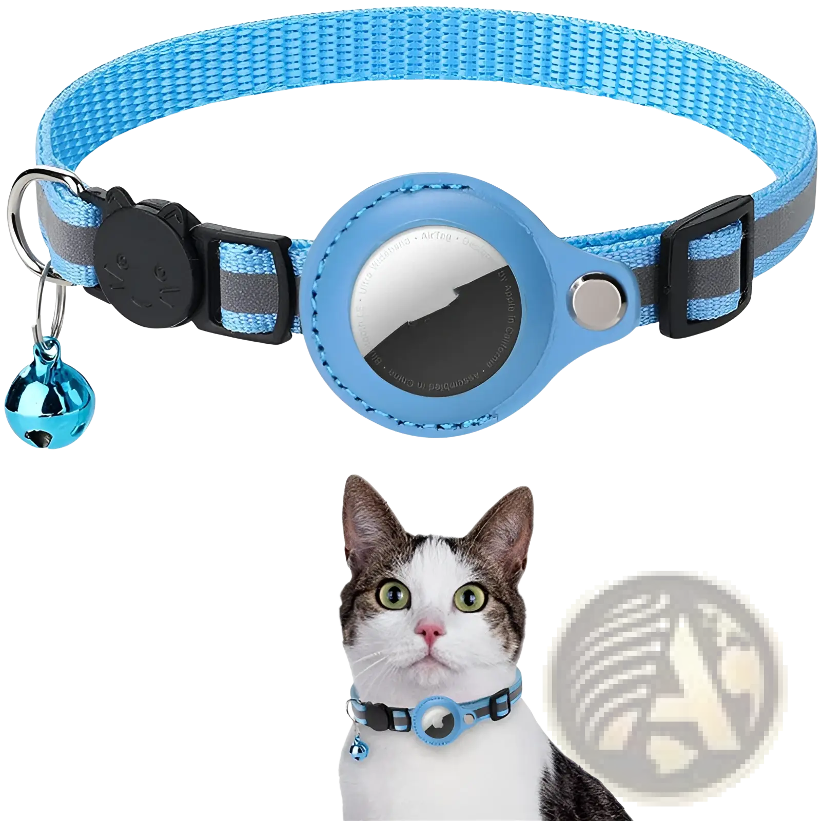Reflective Airtag Cat Collar with Safety Buckle