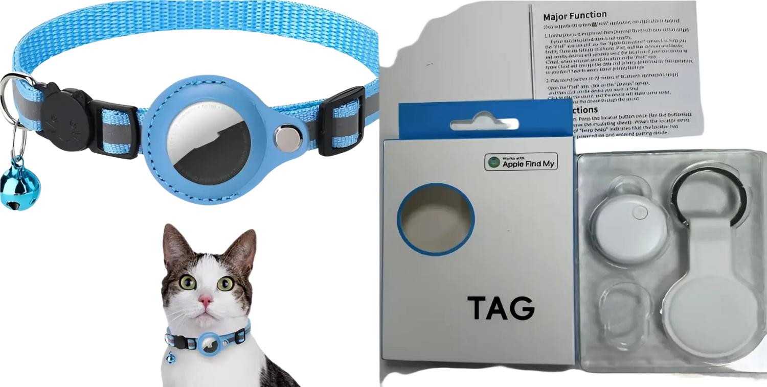 Reflective Airtag Cat Collar with Safety Buckle