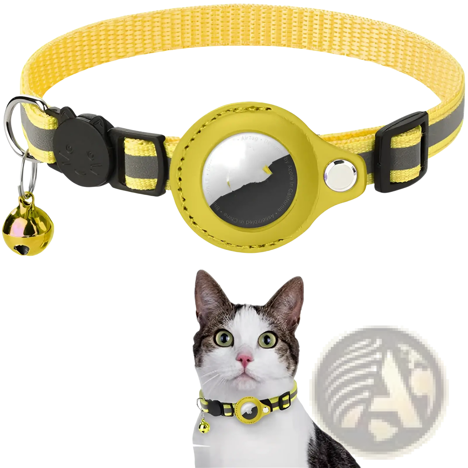 Reflective Airtag Cat Collar with Safety Buckle