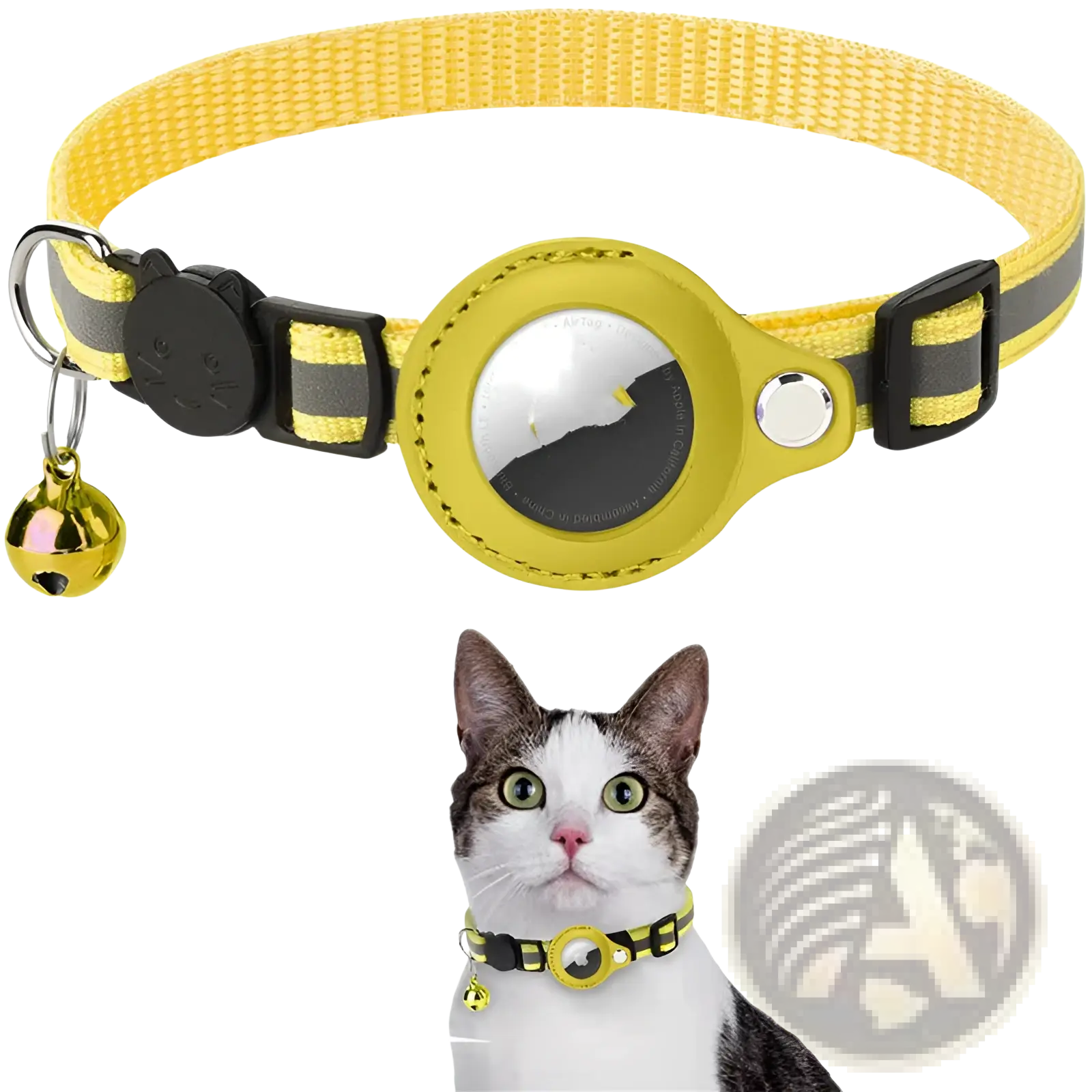 Reflective Airtag Cat Collar with Safety Buckle