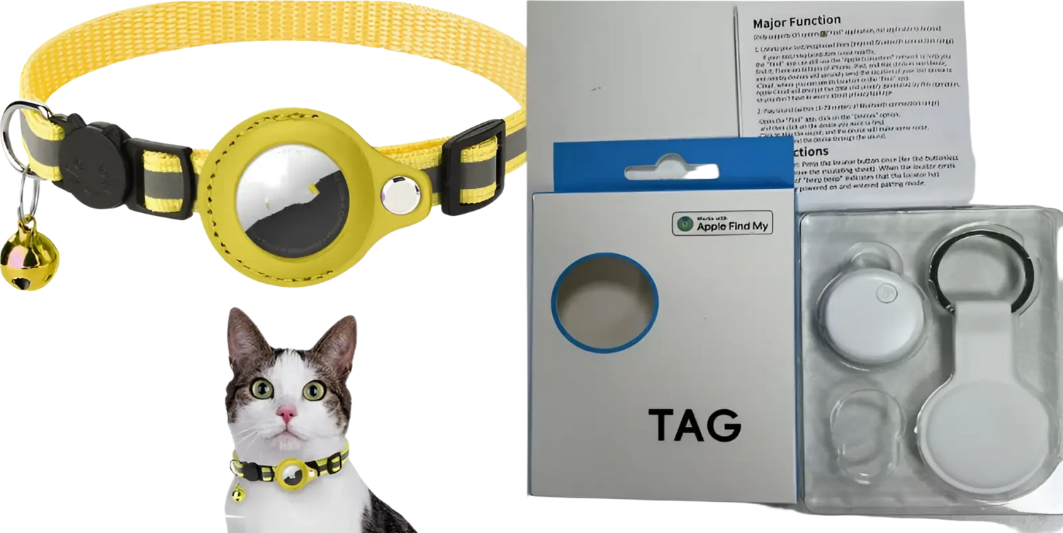 Reflective Airtag Cat Collar with Safety Buckle
