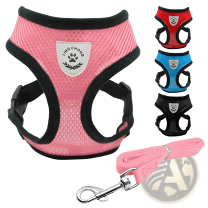 Reflective Mesh Dog Harness with Leash Set