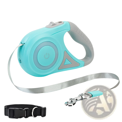 Retractable Dog Leash with Led Light and Collar Set