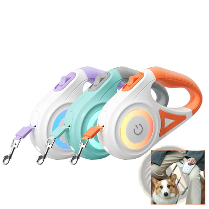 Retractable Dog Leash with Led Light and Collar Set