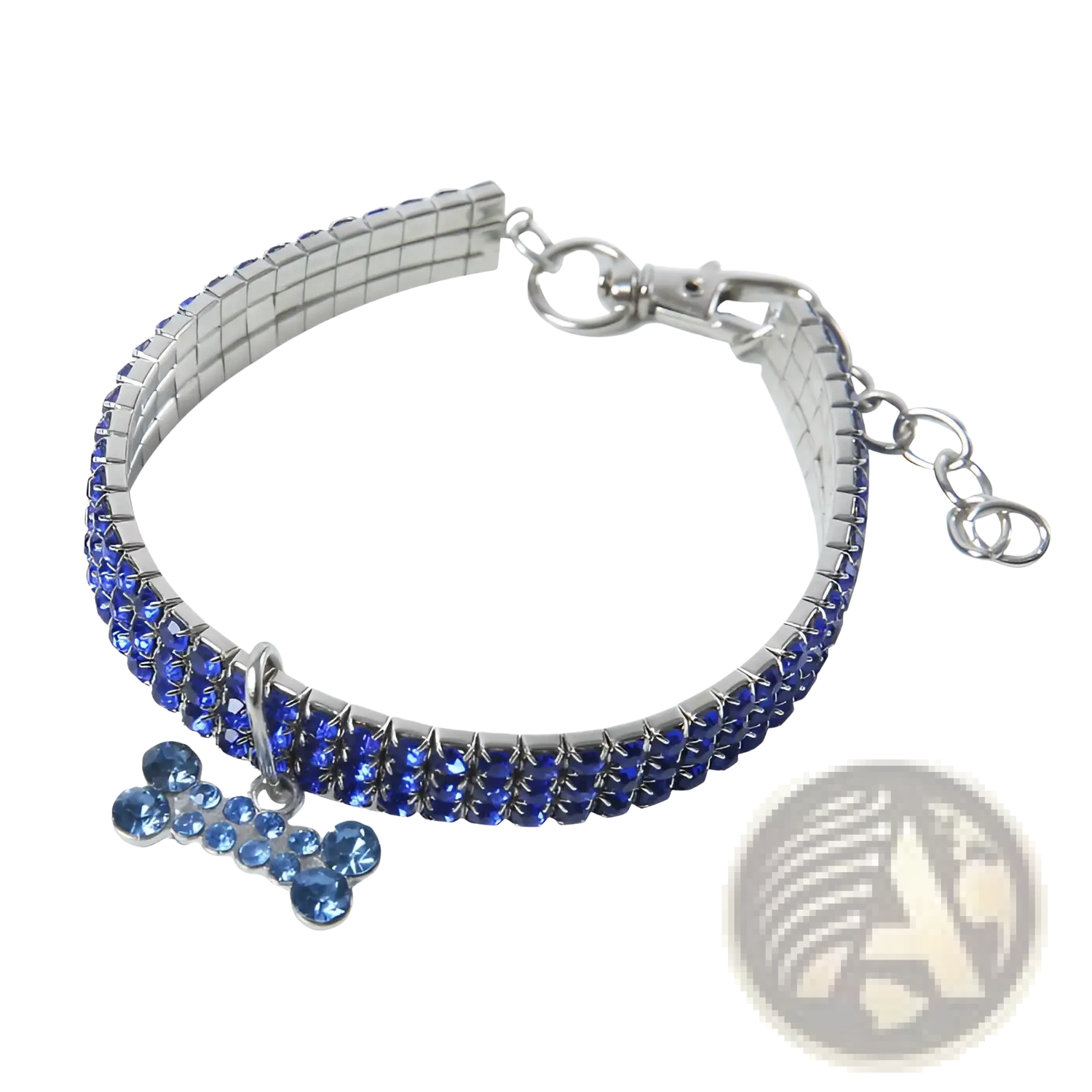 Rhinestone Dog Collar with Crystal Bone Charm