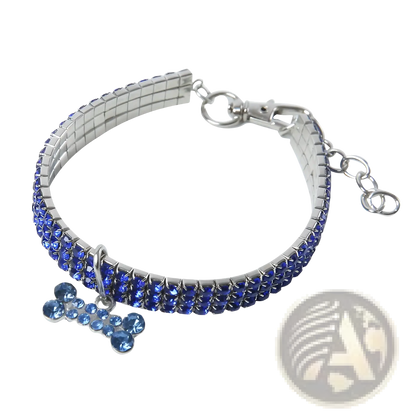 Rhinestone Dog Collar with Crystal Bone Charm