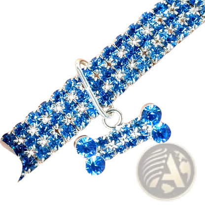 Rhinestone Dog Collar with Crystal Bone Charm