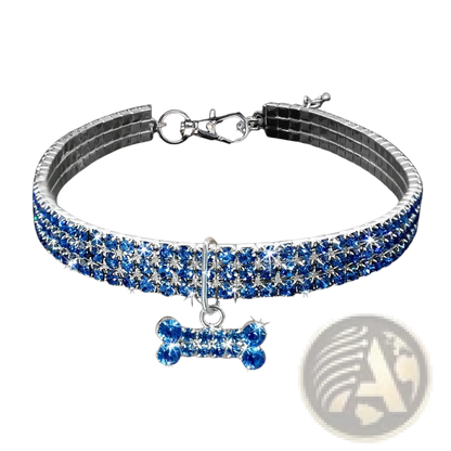Rhinestone Dog Collar with Crystal Bone Charm