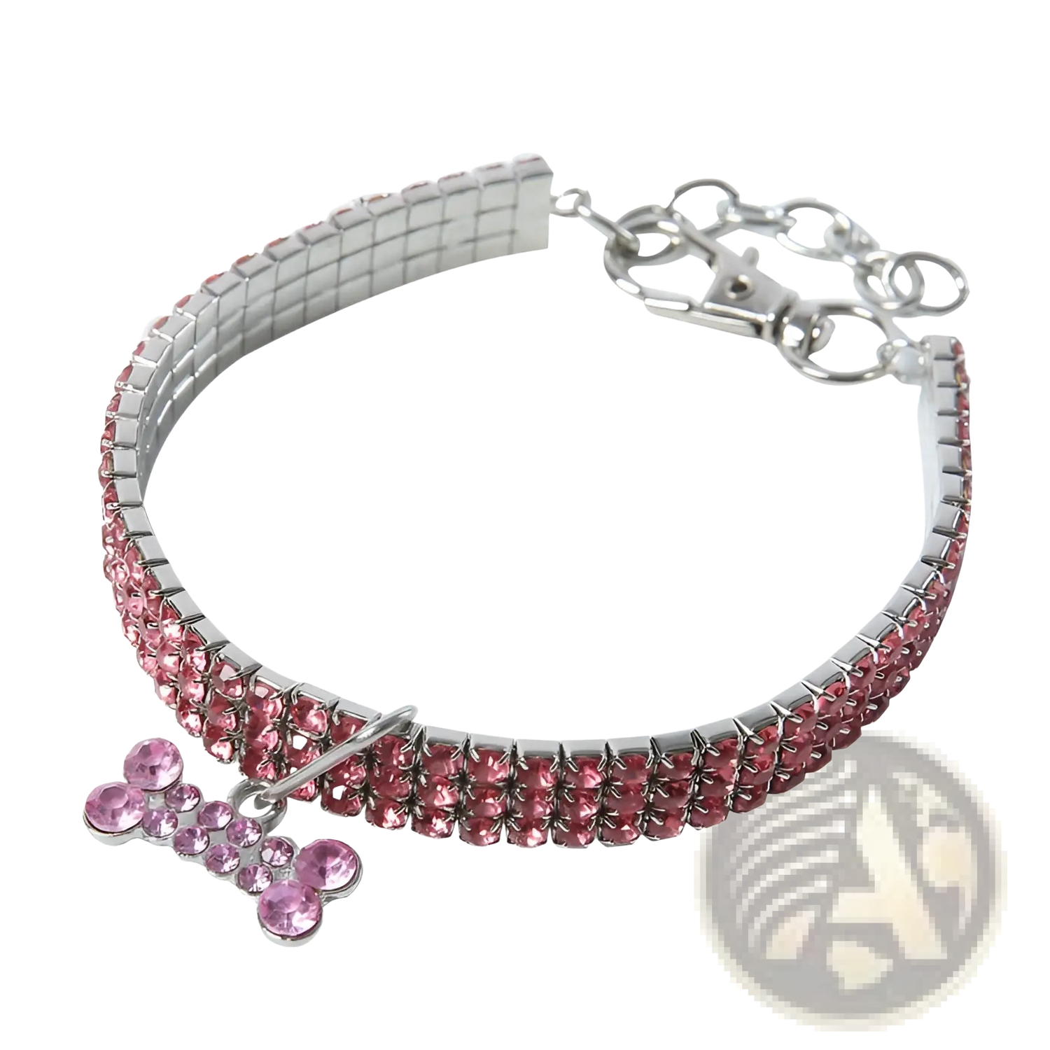 Rhinestone Dog Collar with Crystal Bone Charm