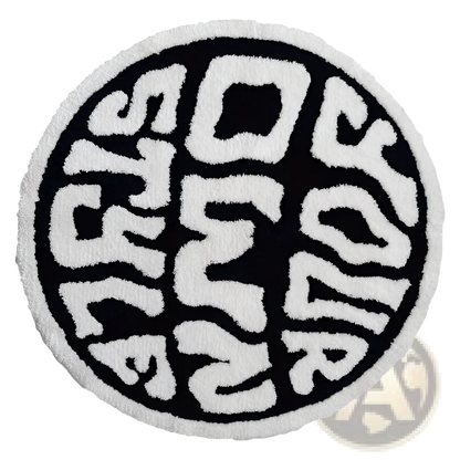 Round Plush Rug Enjoy Life Minimalist Print Carpet