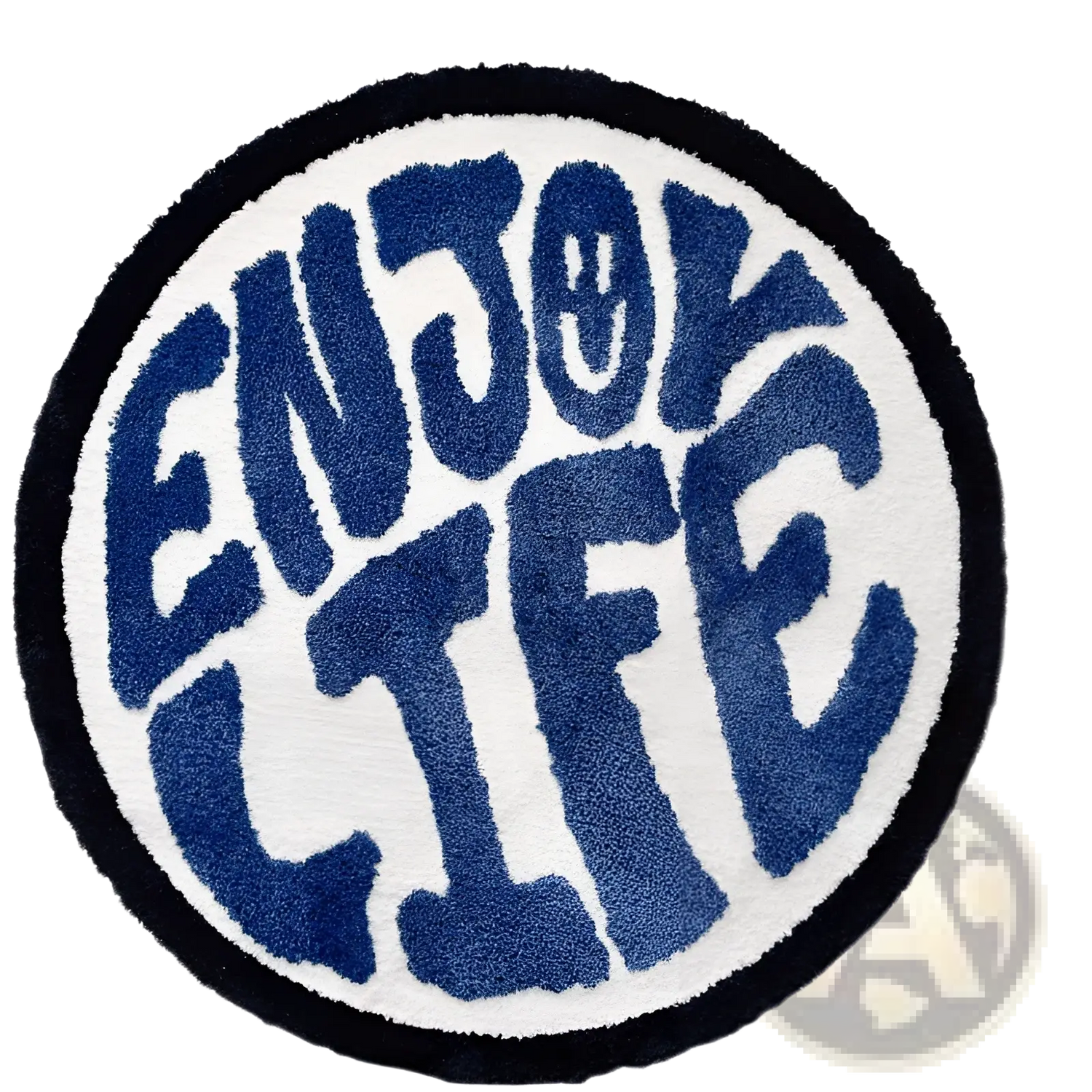 Round Plush Rug Enjoy Life Minimalist Print Carpet
