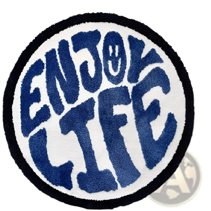 Round Plush Rug Enjoy Life Minimalist Print Carpet