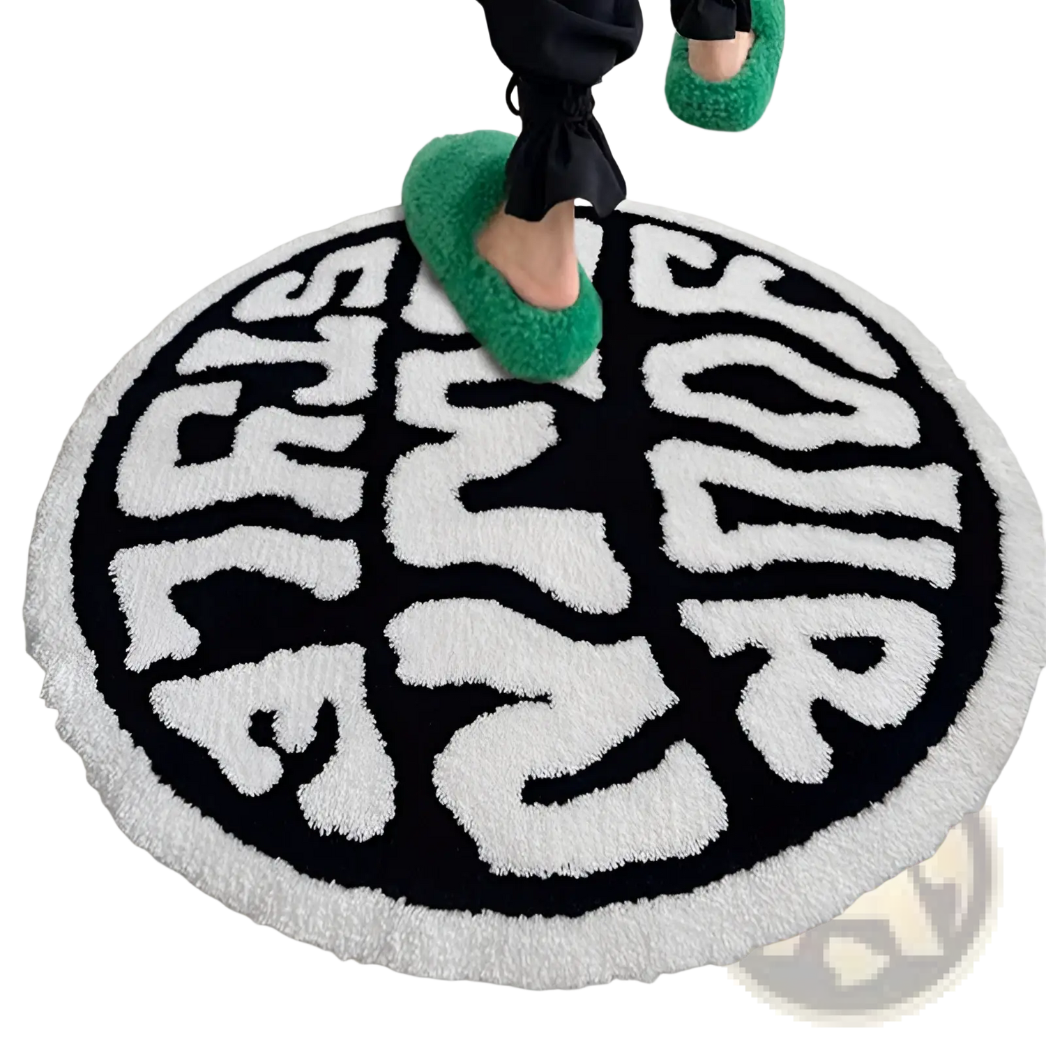 Round Plush Rug Enjoy Life Minimalist Print Carpet