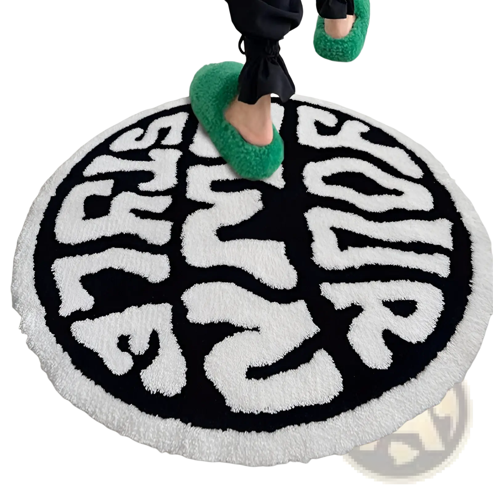 Round Plush Rug Enjoy Life Minimalist Print Carpet