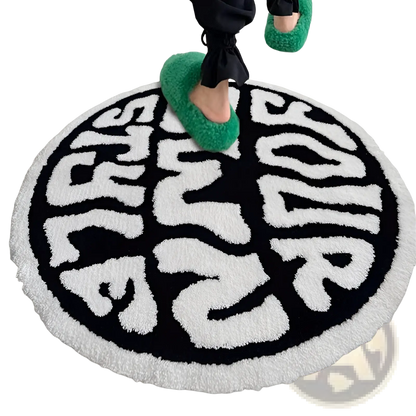 Round Plush Rug Enjoy Life Minimalist Print Carpet