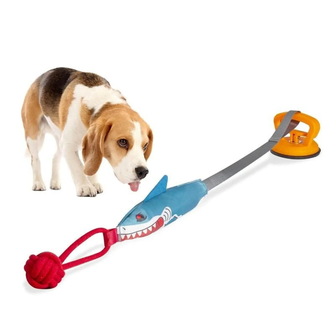 Shark Dog Toy with Suction Cup and Interactive Rope Ball