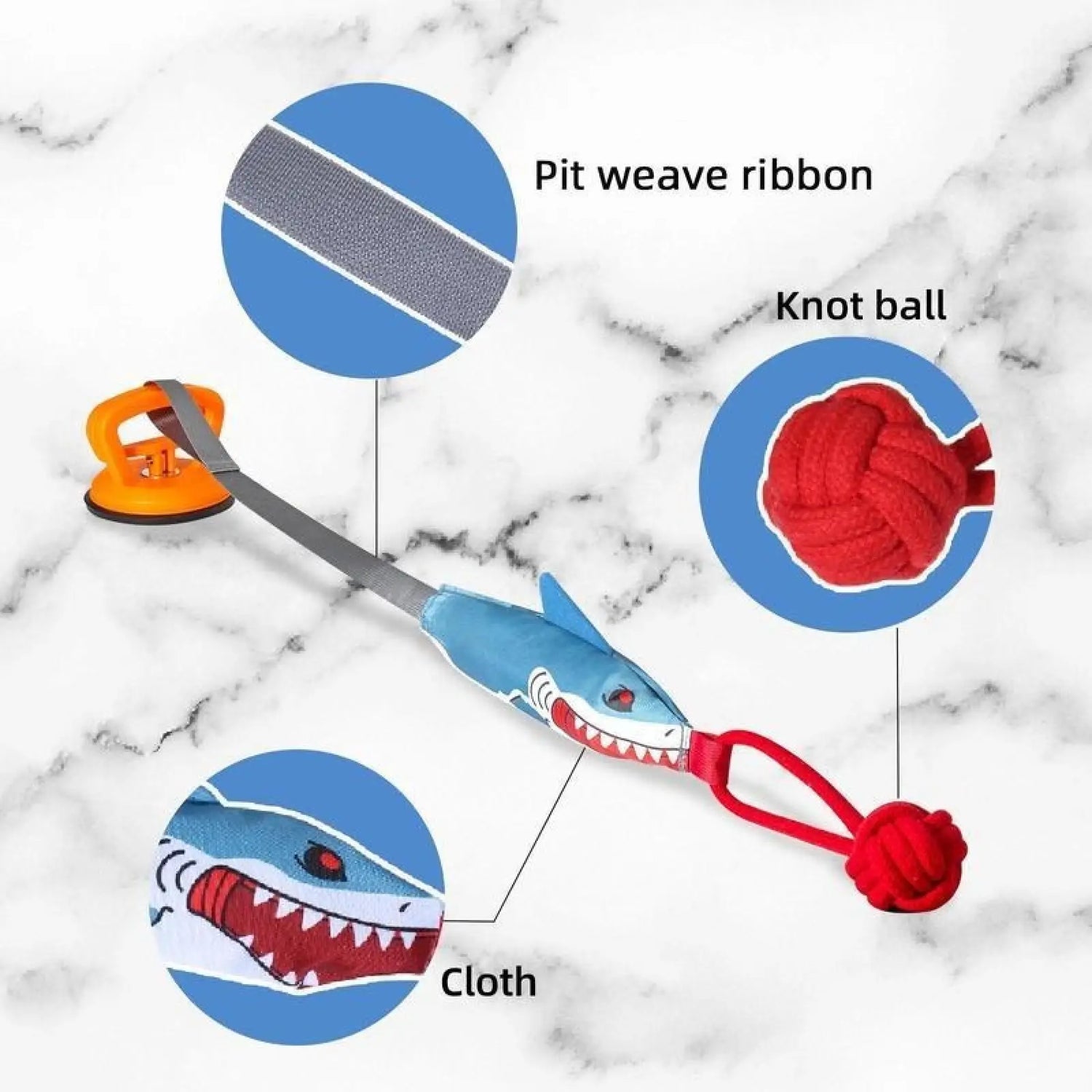 Shark Dog Toy with Suction Cup and Interactive Rope Ball