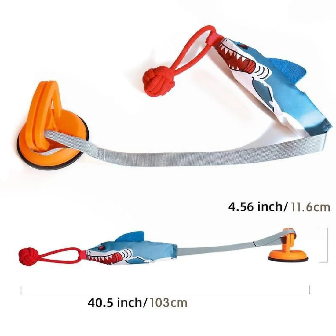 Shark Dog Toy with Suction Cup and Interactive Rope Ball