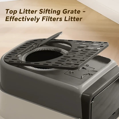 Sifting Cat Litter Box with Drawer Enclosed Large Pet Pan