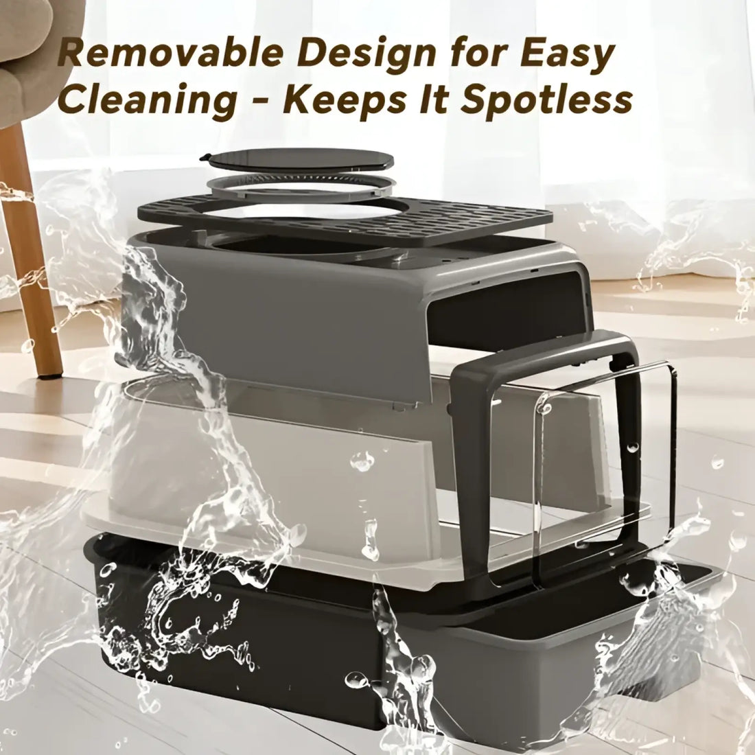 Sifting Cat Litter Box with Drawer Enclosed Large Pet Pan