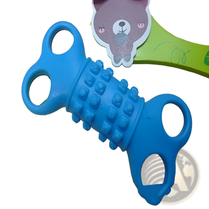 Silicone Bone Dog Chew Toy with Textured Handles
