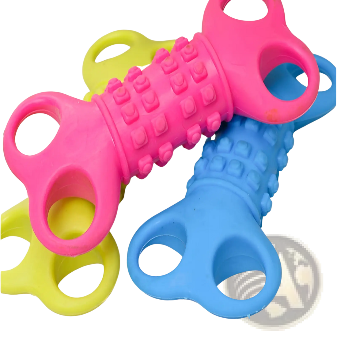 Silicone Bone Dog Chew Toy with Textured Handles