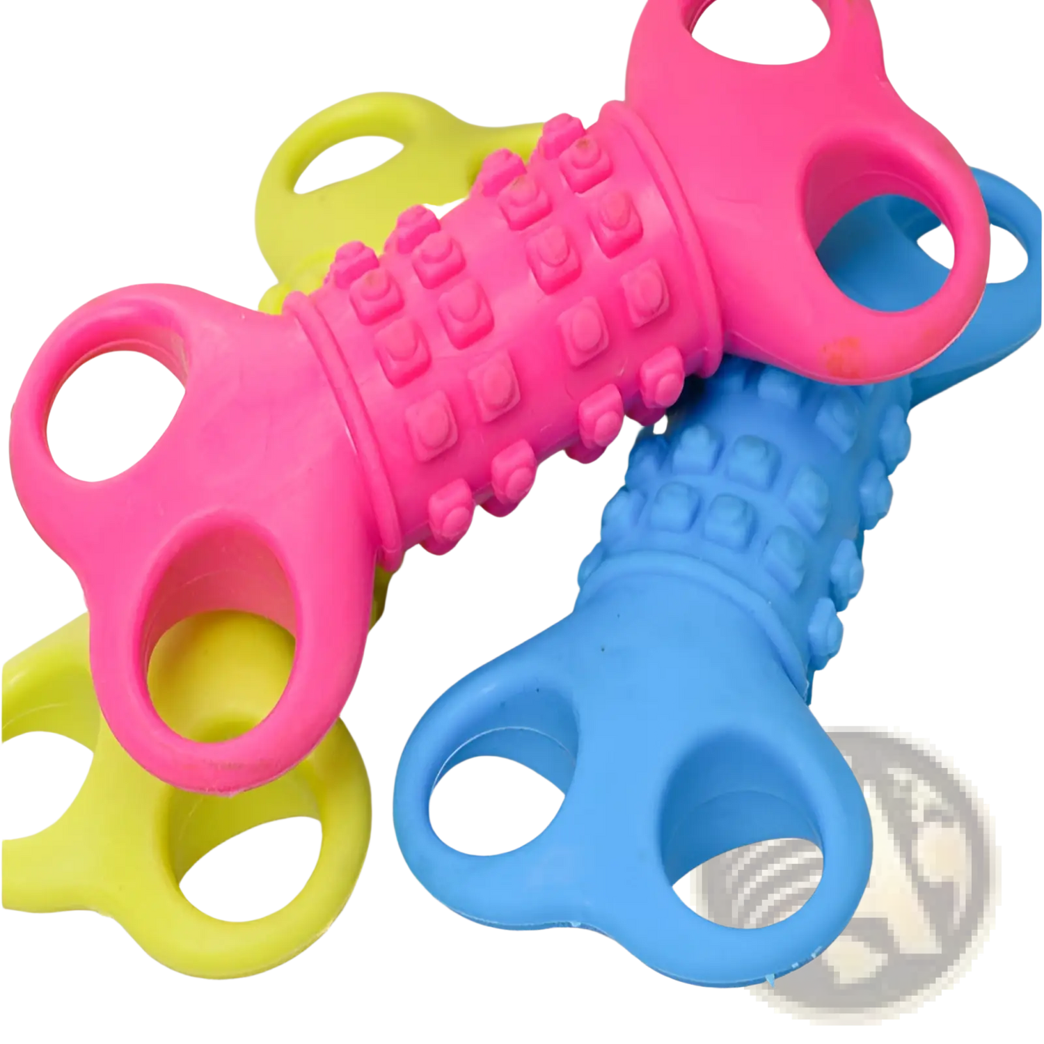 Silicone Bone Dog Chew Toy with Textured Handles