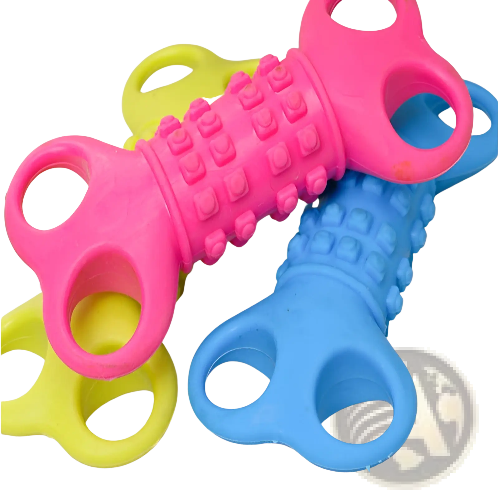 Silicone Bone Dog Chew Toy with Textured Handles