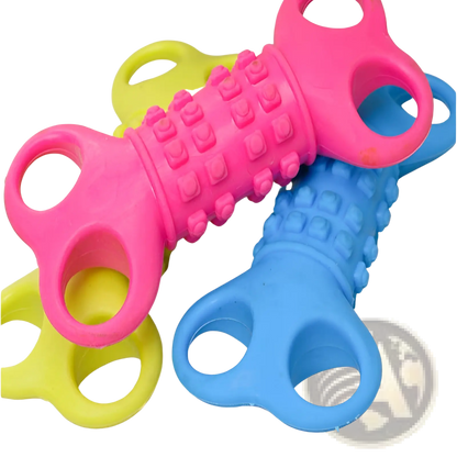 Silicone Bone Dog Chew Toy with Textured Handles