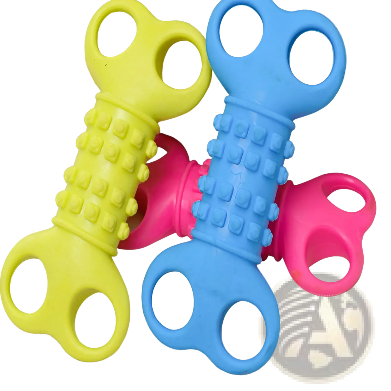 Silicone Bone Dog Chew Toy with Textured Handles
