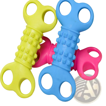 Silicone Bone Dog Chew Toy with Textured Handles
