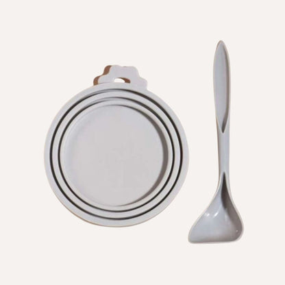 Tilley + Me Pet Food Saver Lid with Spoon - BPA-Free Silicone, Keeps Food Fresh
