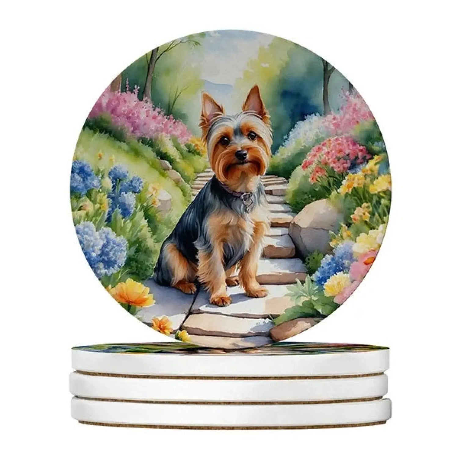 Silky Terrier Sandstone Coasters 4 Pack 4 Inch