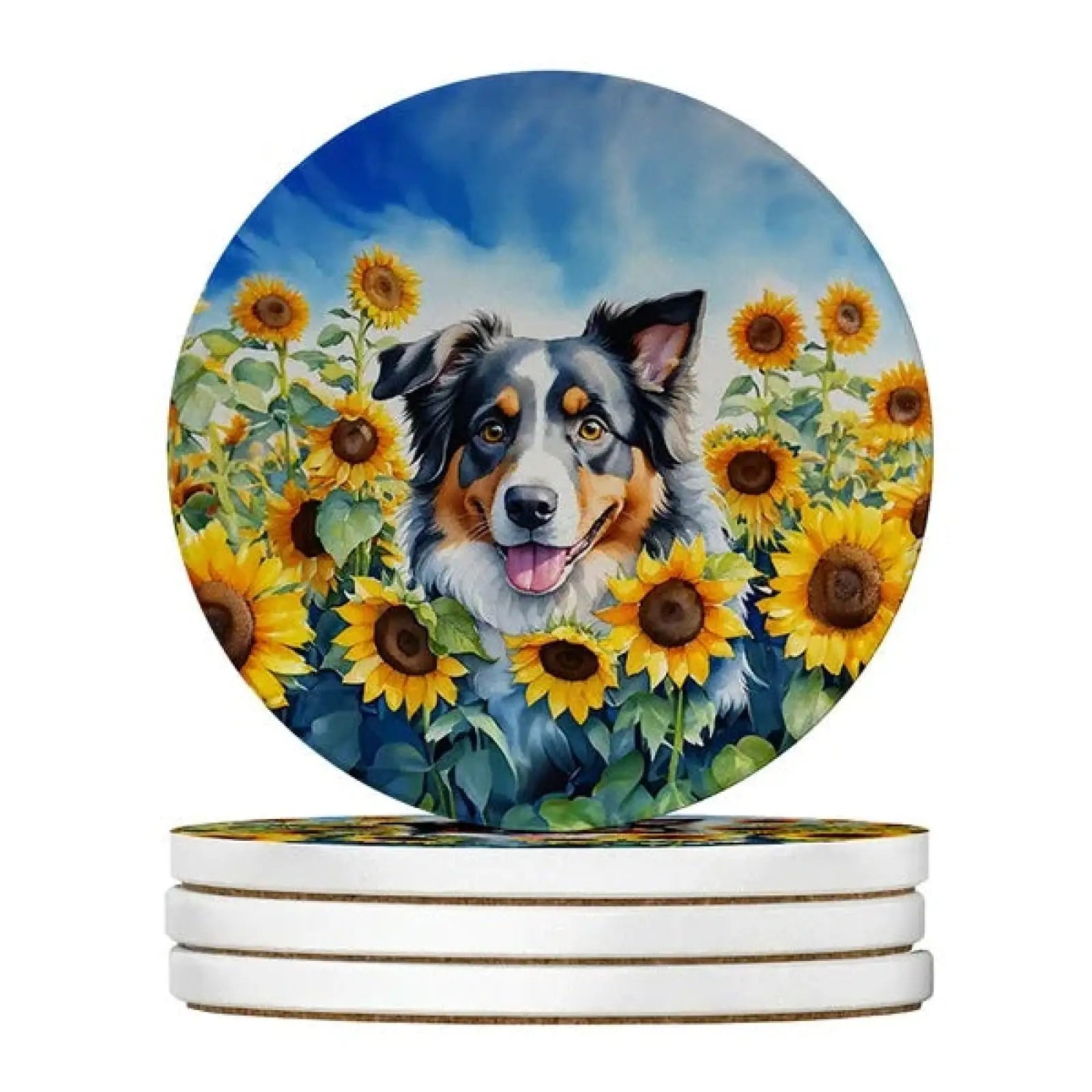 Silky Terrier Sandstone Coasters 4 Pack 4 Inch