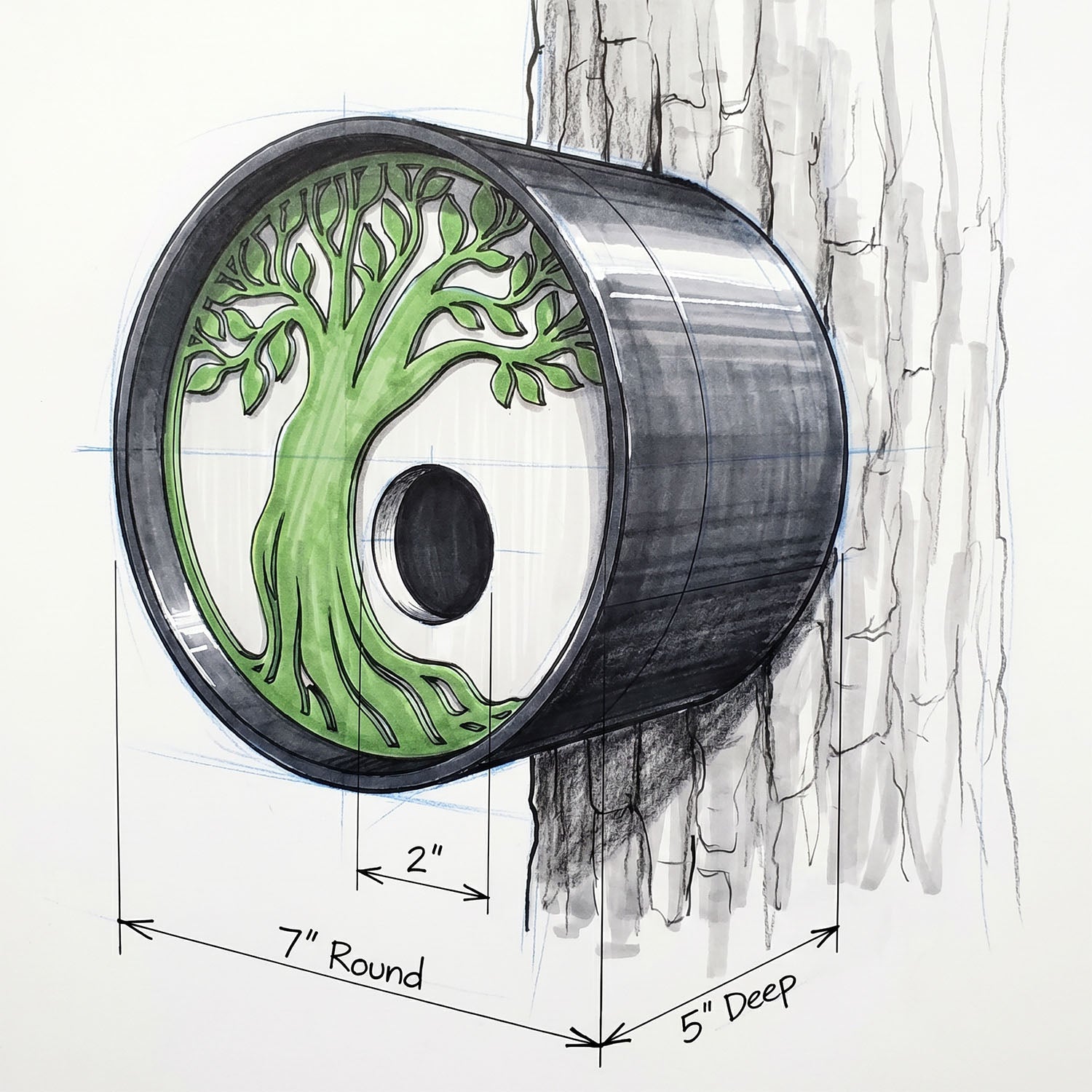 ADG42 Tranquil Tree Modern Round Birdhouses with Easy Maintenance Clean Out