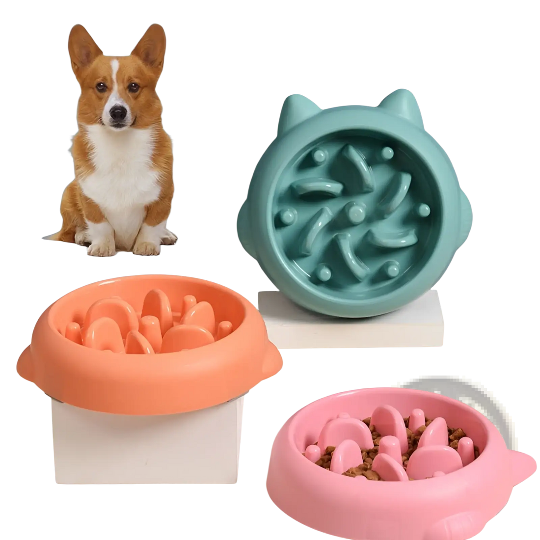 Slow Feeder Dog Bowl Anti Gulping Silicone Pet Dish
