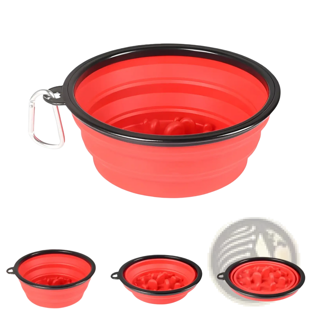 Slow Food Pet Bowl Collapsible Silicone 4 Pack