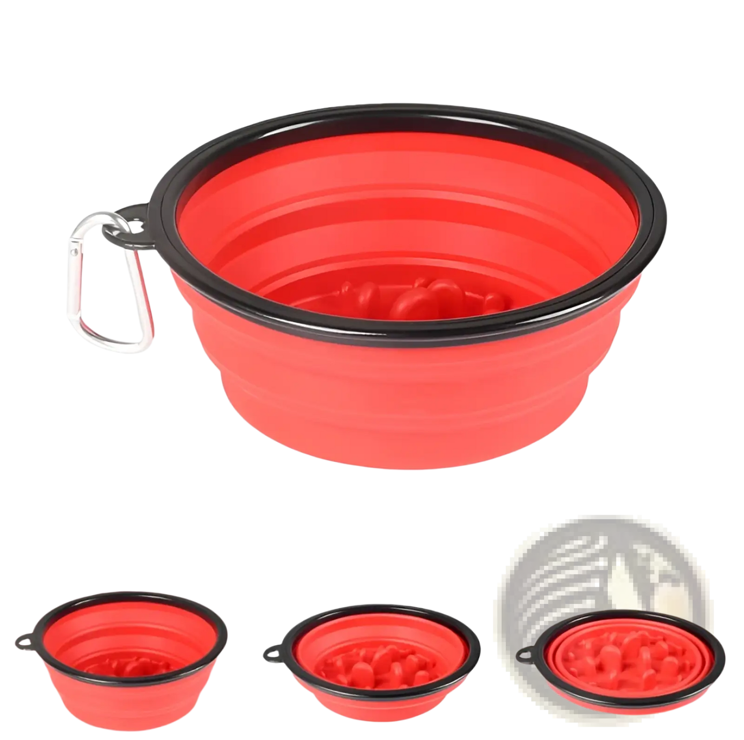 Slow Food Pet Bowl Collapsible Silicone 4 Pack