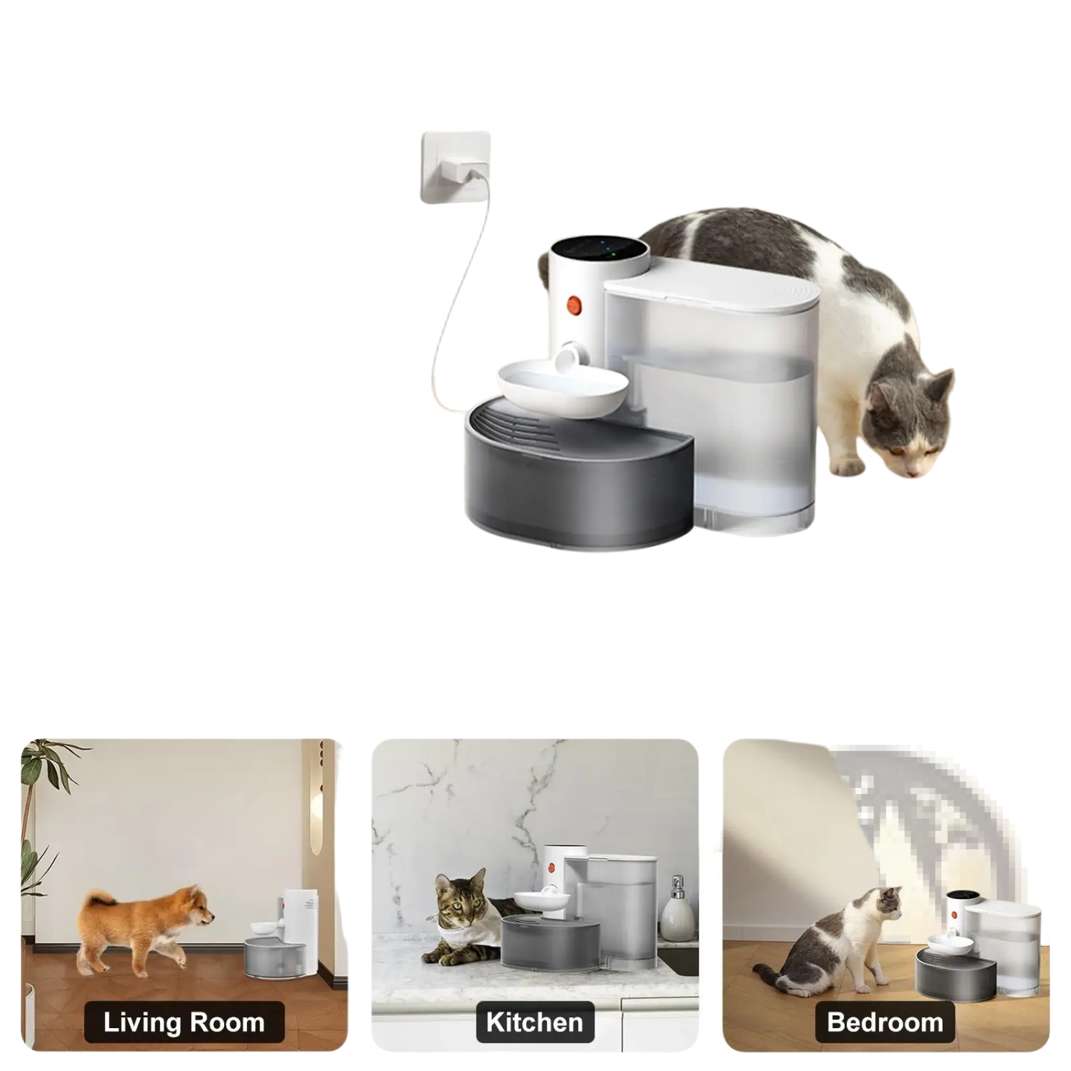 Smart Pet Water Fountain 3l Cordless Rechargeable Bowl