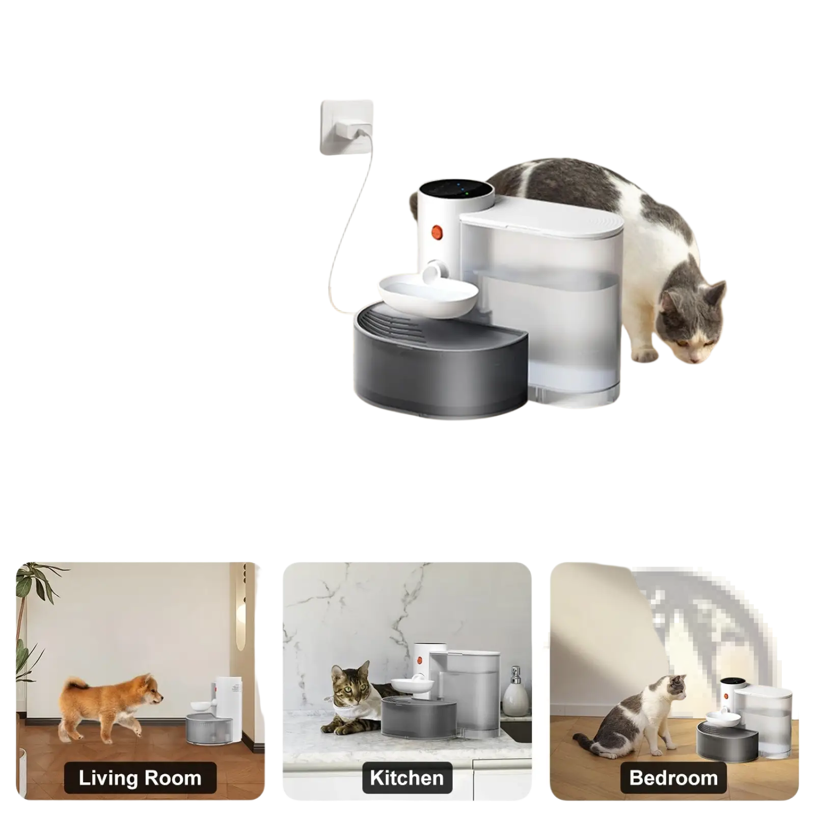 Smart Pet Water Fountain 3l Cordless Rechargeable Bowl