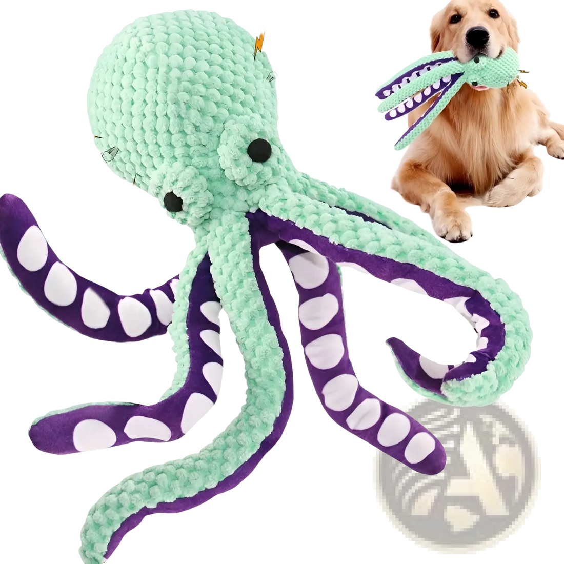 Squeaky Octopus Plush Pet Toy with Textured Fabric