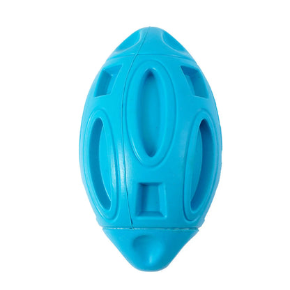 Squeaky Rubber Dog Rugby Ball Durable Fetch Toy