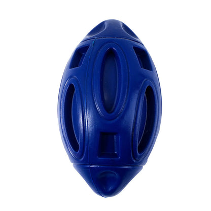 Squeaky Rubber Dog Rugby Ball Durable Fetch Toy